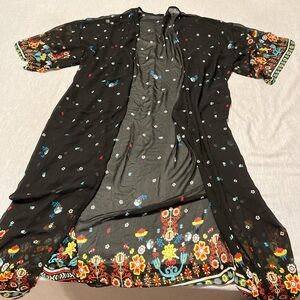floral print lightweight long kimono cardigan